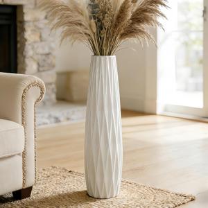 White Tall Floor Vase, 28" Ceramic Large Vase, Decorative Flower Vases for Modern Home Decor Living Room Office Bedroom Kitchen Wedding Centerpieces Farmhouse Dcor