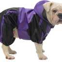 Lovelonglong American Bully Pitbull Dog Hooded Raincoat, Bulldog Rain Jacket Poncho Waterproof Clothes with Hood Breathable 4 Feet Four Legs Rain Coats for Pugs English French Bulldog Purple B-XL