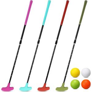Hiboom 4 Pack Golf Putters for Men and Women Two Way Mini Golf Putter with 4 Balls Adjustable Length Kids Putter Bulk Right or Left Handed Golfers for Children Teenager Junior