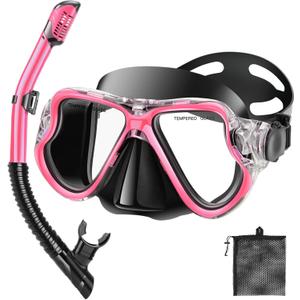 Snorkeling Gear for Adults Kids, Dry Snorkeling Set, Panoramic Anti-Leak and Anti-Fog Tempered Glass Lens, Adjustable Strap Snorkel Set with Mesh Bag Ear Plug for Snorkeling Scuba Diving Travel (Kids(3-14 Ages), Pink) Snorkeling Gear for Adults Kids, Dry Snorkeling Set, Panoramic Anti-Leak and Anti-Fog Tempered Glass Lens, Adjustable Strap Snorkel Set with Mesh Bag Ear Plug for Snorkeling Scuba Diving Travel (Kids(3-14 Ages), Pink)