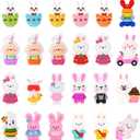 24PCS Easter Day Little Bunny Figures,Cute Cartoon Rabbits Miniature Figurines for Easter Egg Stuffers Fillers,Birthday Gifts,Party Favors and Classroom Prize Supplies (Multicolor)