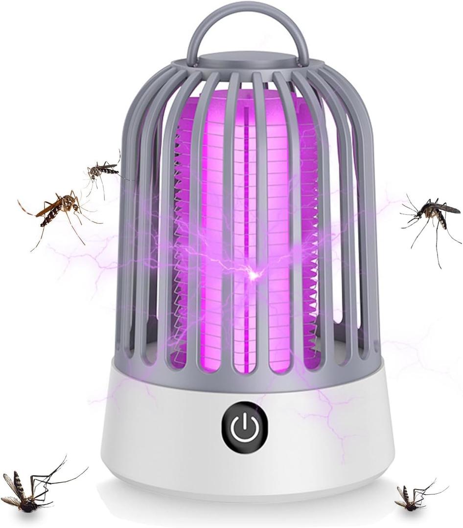 Bug Zapper Indoor & Outdoor, Electric Fly Zapper Mosquito Zapper,Fly Traps,Rechargeable Mosquito Killer Lamp with LED Light, Mosquito Repellent for Backyard and Patio Home Kitchen Camping