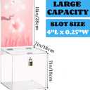 Youeon Square Acrylic Donation Box with Lock, 7 x 7 x 18 in Clear Suggestion Box with Slot and Lock, Ballot Tin with Sign Holder for Tip, Comment, Voting, Charity, Fundraising