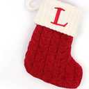 Christmas Stockings with Initials, 7.1 Inches Small Embroidered Letter Knit Red White Christmas Stocking for Family Holiday Decorations and Xmas Tree Fireplace (L)