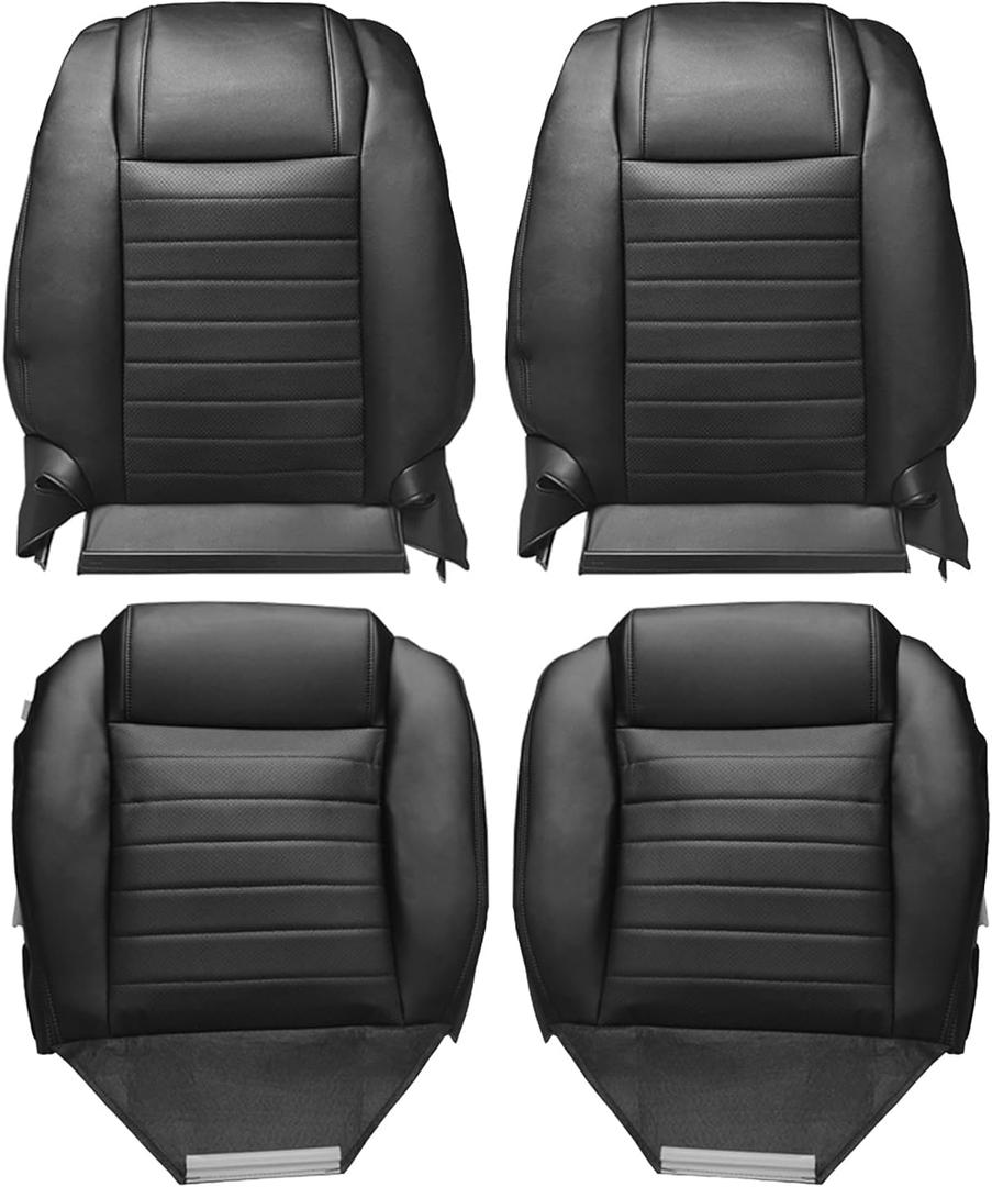 Front Both Side Bottom & Top Back Seat Cover Replacement Fits for Ford Mustang 2007-2009 Microfiber Leather, Black (ALL)
