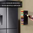 CRAKTH Metal Can Cooler Holder with Bottle Opener Wall Mount Compatible with Standard Can Cooler, Beer Sleeves Organizer and Dispenser, 12", Gifts for Dad