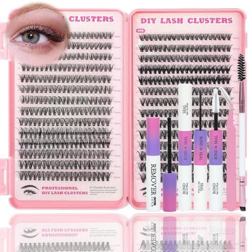 Lash Clusters Kit, 560 Pcs Eyelashes Clusters Kit 9-16mm Individual Lash Extension Kit D Curl Fluffy Wispy False Eyelashes (30D+40D, Lash Clusters Kit)