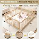 Foldable Wooden Playpen for Babies and Toddlers - 90 x 60 x 24 in, Pre-Assembled Wooden Baby Playpen Ready to Use, No Assembly Required, Extra Large Play Pen Baby Play Yard with Locking Gate