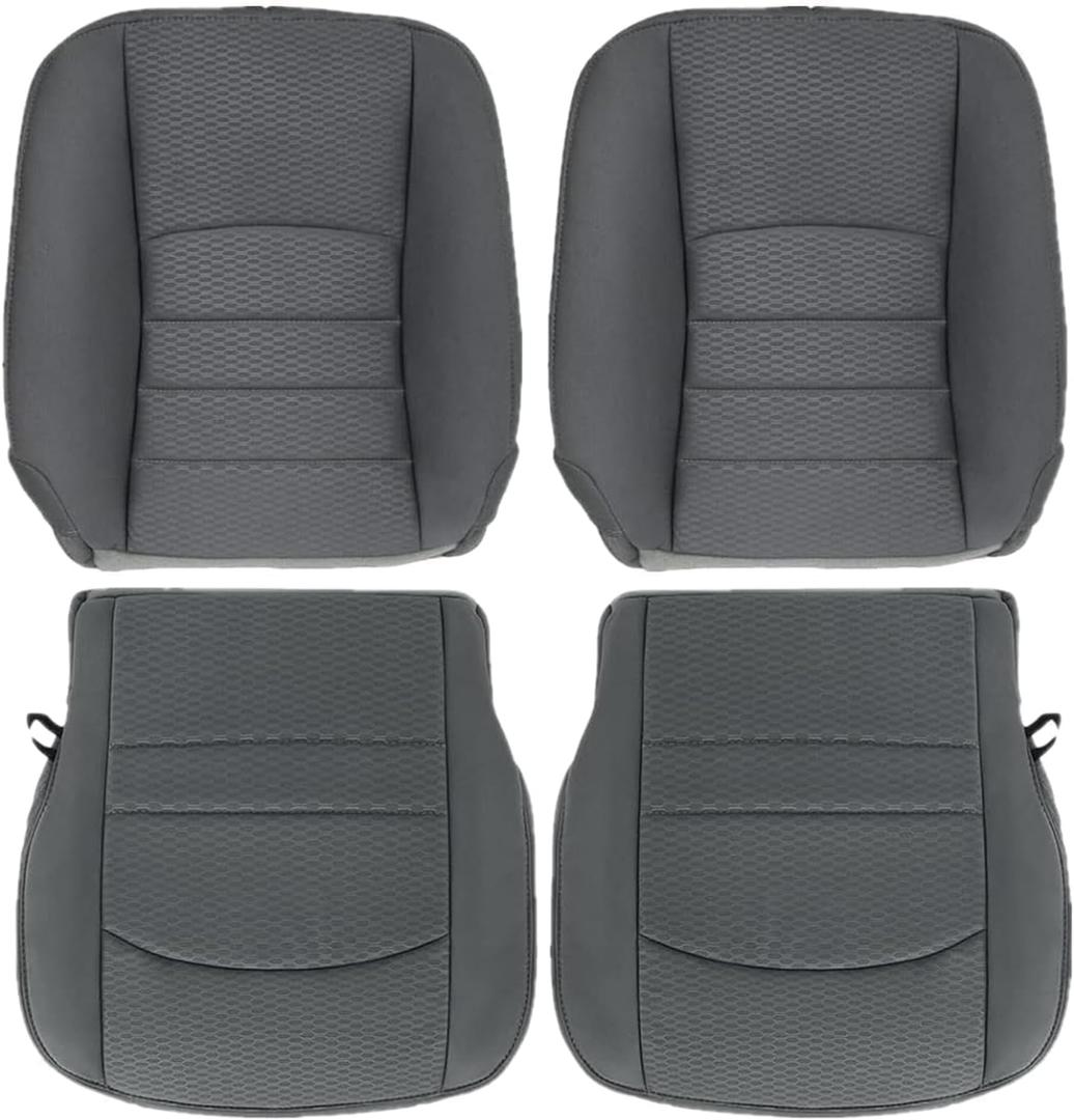 SecosAutoparts Driver and Passenger Side Bottom and Top Lean Back Replacement Seat Cover Gray Cloth Compatible with Dodge Ram 1500 2500 3500 4500 5500 2013 2014 2015 2016 2017 2018