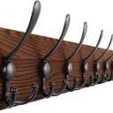 Gohiuo Rustic 38.6" Large Coat Rack Wall Mount, Long Wood Coat Hooks with 10 Triple Hooks, Heavy Duty Wooden Coat Hanger Wall Mount for Entryway, Farmhouse Hanging Jackets, Coats, Hats, Bags,Towel