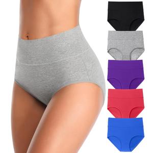 MISSWHO Womens High Waisted Cotton Underwear Full Coverage Soft Double-Layer Waistedband Panties, XL
