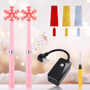FRAMICS 2 Pack Wireless Remote Control Outlet, Magic Wand with Stickers, Christmas Tree Remote with Music, Pink