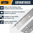 ALBO 48" x 2" Piano Hinge Stainless Steel 304, Silver, 2-Pack