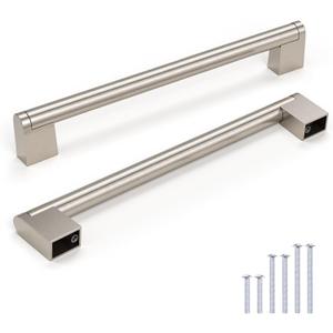 Knobonly 30 Pack Satin Nickel Finish Cabinet Pulls-7-1/2in Hole to Hole, Stainless Steel Boss Bar Kitchen Cabinet Handles and Knobs|Bedroom Closet Durable Modern Pulls