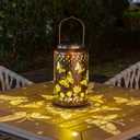pearlstar Butterfly Lantern Outdoor Solar Hanging Lantern Lights Decorative Solar Light Waterproof for Table Patio Yard Garden Lawn Landscape Lighting, Gardening Gifts for Women Mon (A-Butterfly)