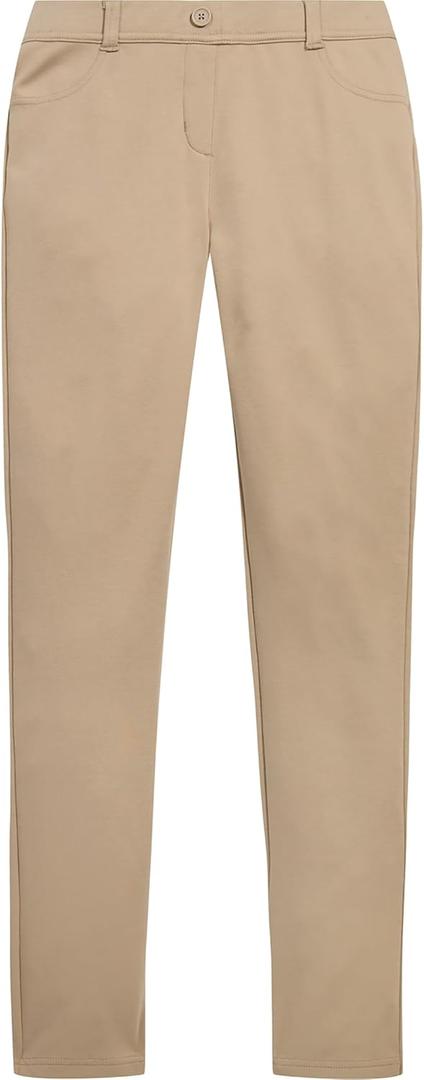 Nautica Girls' School Uniform Stretch Interlock Jegging (12, Khaki)