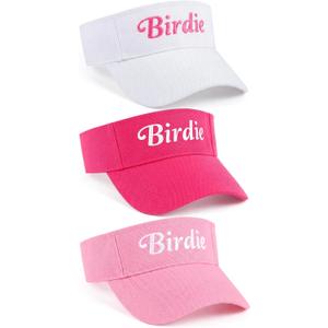 3 Pcs Women Girl Golf Hat Birdie Golf Visor Moisture Wicking Sun Visors Hats for Tennis Running Outdoor Sports, Pink and White (Pink)