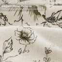 NDDYCU Farmhouse Floral Linen Shower Curtain, Vintage Black Pattern Rustic Shower Curtains for Bathroom, Tan Taupe, 72x84