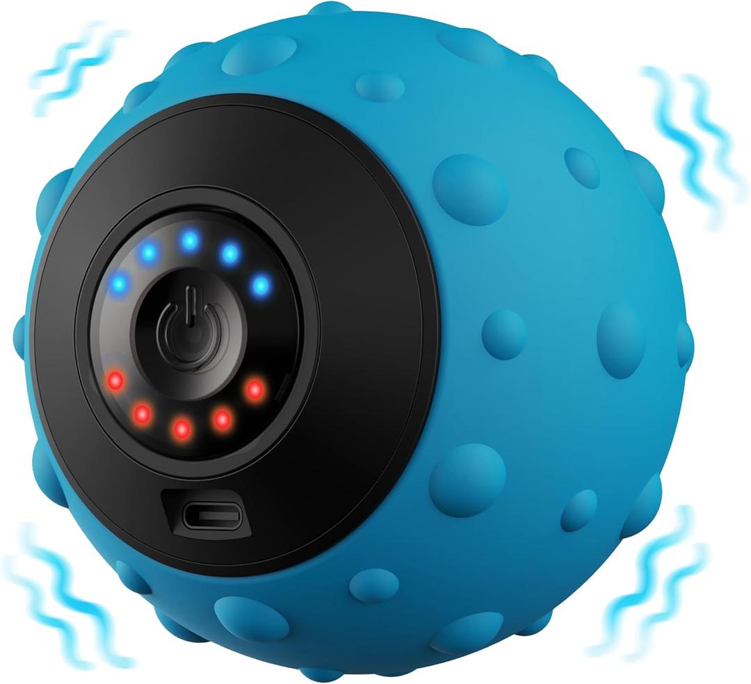 Vibrating Massage Therapy Ball - Electric Micro Vibration Massage Ball for Muscle Recovery Trigger Point Physical Therapy - 5 Speed Vibrating Massager for Hand Foot Leg Neck Back (Blue)