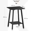King Oasis 2-Tier Small Side Table for Living Room, End Table with Storage Shelf, Wood & Metal Bedside Table Nightstand for Small Spaces, Sturdy Sofa Side Table for Bedroom, Matte Black