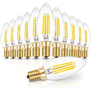 Hizashi E12 Candelabra LED Light Bulb 40 Watt Chandelier Light Bulbs Dimmable 5000K Daylight, B10 LED Candelabra Bulbs, 90+CRI, 4W, 450LM, Candle Light Bulbs, UL Listed, 12 Pack