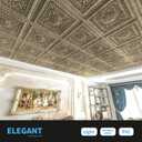 Art3d Drop Ceiling Tiles, Glue up Ceiling Tiles, 2'x2' Plastic Sheet in Antique Gold (12-Pack, 48 Sq.ft), 24"x24"