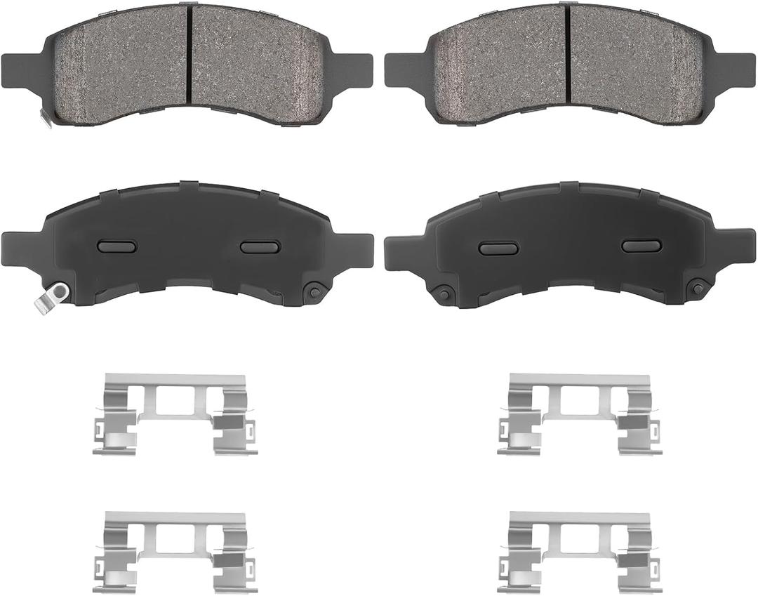 Front Semi-Metal Brake Pads Set for Buick Enclave 08-17, Rainier 06-07, for GMC Acadia 07-16, Envoy 06-09, for Chevy Traverse 09-17, Trailblazer 06-09, for Saturn Outlook 07-10, 4PCS