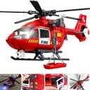 Helicopter Toy with Lights and Sound,Simulative Rescue Helicopter Toddler Kids Toys for Kids Aged 3 4 5 6 Pull-Back Propeller Army Toys Toddler Kids Boys Gifts (Fire Fighting Helicopter)