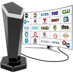 TV Antenna for Smart TV Indoor, Digital TV Antenna for Local Channels with Strong Magnetic Base & 360 Omni-Directional Reception, Supports 4K 1080p