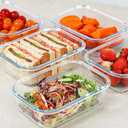 KOMUEE 30 oz 5 Pack Glass Meal Prep Containers, Glass Storage Containers with Lids - Dishwahser, Microwave, Oven and Freezer Safe
