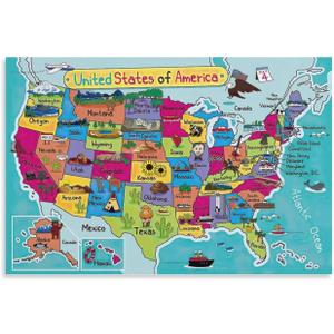 United States of America Map Poster United States Travel Guide USA Map Posterstyle 12x18inch(30x45cm)