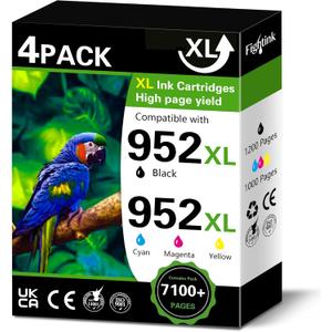 952 952XL Ink Cartridges Black Color Compatible for HP 952XL Ink Cartridges Combo Pack Compatible for HP 952XL 952 XL fit for Officejet Pro 8710 7740 8720 8210 8715 8740 8725 8702 8703,4 Pack