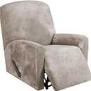 FestiCorp Recliner Chair Covers Real Velvet 4-Pieces Recliner Covers for Small Lazy Boy Recliner Chair Stretch Recliner Sofa Slipcovers Furniture Protector with Side Pocket & Elastic Bottom, Taupe
