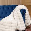Ultra Soft Cozy Faux Fur Throw Blanket, Fuzzy Plush Thick Bubble Blanket, Oversize Luxury Fluffy Blanket for Couch, Bed, and Living Room, 60x80 Inches, Cream White