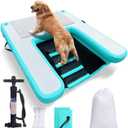 Inflatable Large Dog Water Ramp Float Floating Ramp-Swimming Pets Up to 200 Pounds Large Dogs-Inflatable Stairs for Boats, Docks, with Pump/Rope/Repair Kit - PVC Anti-Slip Fabric
