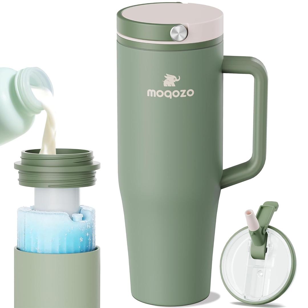 Reuseable Breastmilk Storage Bottle, Portable Breast Milk Cooler for Outdoor Travel TSA Approved, 40oz Larger Capacity Chiller Container Keeps Milk Fresh for 24+ Hours (Green)