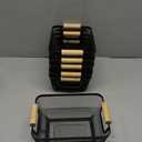 6Pack Black Wire Basket with Wooden Handle, Storage Bins for Pantry, Metal Mesh Basket for Kitchen Organization, Snack Organizer for Home Cabinet Closet Bathroom Fridge Fruit Makeup and Office (Small)