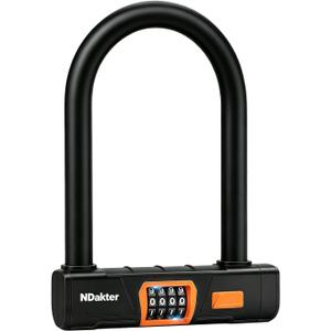 NDakter Bike Locks Heavy Duty Anti Theft, Combo Bike U Lock, 4-Digit Resettable Combination Bicycle Lock, Large U Shaped Ebike Lock for Electric Bike, Escooter, Motorcycle,Door
