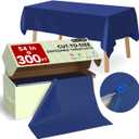54 in X 300 FT Blue Plastic Table Cover Roll with Slide Cutter, Cuts Up to 36 Rectangle 8 Feet Disposable Plastic Table Cloths, Disposable Table Cover Roll for Dinning, Parties, BBQ, Wedding, Outdoor, 3600" x 54"