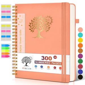 Large Spiral Notebook Journal for Women Men - 300 Numbered Lined Pages, College Ruled, A4 Hardcover Spiral Bound Notebook for School, Work, Note Taking, Writing, Leather Spiral Journal 8.5"x11"