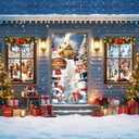 Tioncy 3 Pcs Christmas Door Window Cover Decorations Set 71" x 35" Christmas Door Cover 47" x 32" Xmas Window Curtain Santa Claus Snowman Winter Reindeer Banner Backdrop for Outdoor Holiday Decor