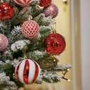 Christmas Ball Ornaments Set Assorted Shatterproof Ornaments 63 PCS Shaped Styles Xmas Tree Holiday Decorative,Red