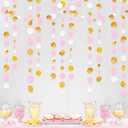Gold and Pink Party Decorations Circle Dots Garland Metallic Gold Light Pink and White Hanging Polka Dot Streamer for Women Girl Birthday Baby Shower Bridal Shower Wedding Princess Party Supplies