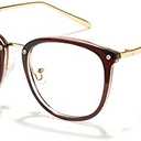 Cyxus TR90 Cat Eye Women Eyewear Frames Round Stylish Retro Metal Ultra Light Blue Light Glasses UV Blocking Eyeglasses