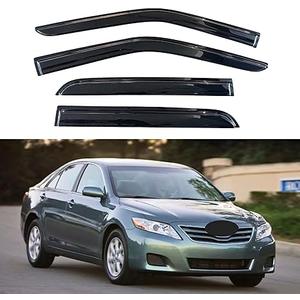 KPY Window Visor Compatible with Toyota Camry 2007-2011, Rain Guard Side Window Vent Deflectors Tape-On Style, 2007 2008 2009 2010 2011, Black
