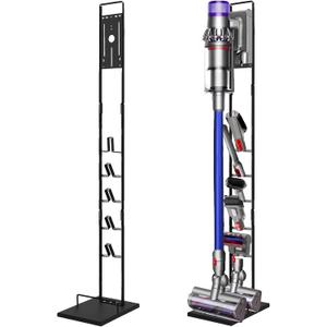 Lasvea Vacuum Stand for Dyson V6, V7, V8, V10, V11, V12, V15 Cordless Cleaners - Heavy Base Metal Bracket Holder with Trigger Lock, On/Off Control Clamp, Accessory & Attachment Storage