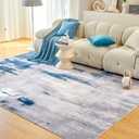 OIGAE Modern Abstract Area Rug 6x9 - Soft Durable Low-Pile Machine Washable Rug with Non-Slip Backing, Stain Resistant for Living Room, Bedroom, Dining Room, and High-Traffic Areas, Blue/Grey