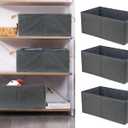 Fordonral Pack of 3 Large Capacity Storage Bins Closet Organizer System, Sturdy Foldable Storage Boxes for Organizing Clothing, Sheets, Toys, Books - Shelf Organizer Shelves Basket Storage Bin