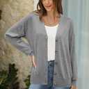 Arach&Cloz Womens Wool Blend Lightweight Spring Business Casual Cardigan Sweaters (Gray, S)