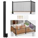 Egadis 1 Pack 2.56 in. x 2.56 in. x 46 in. Aluminum Side Mount Railing Post for 36" Railing Kit, Black Textured Outdoor Powder-Coat Finish Fascia Mount Outer Corner Post for Decks, Porches, Balconies